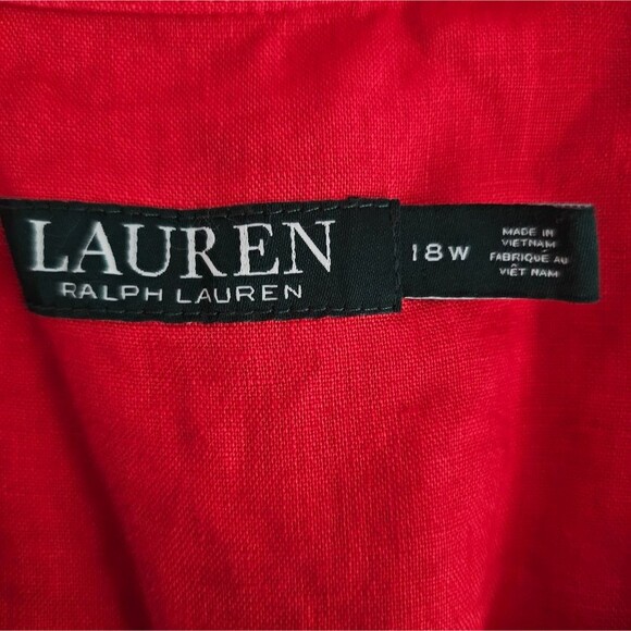 Lauren Ralph Lauren Red 100% Linen Blazer Jacket Women’s 18W Holiday Resort Chic - Picture 8 of 13